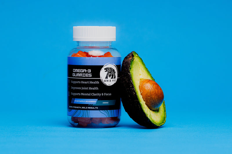 Griz Fit omega 3 gummies product shot showing bottle
