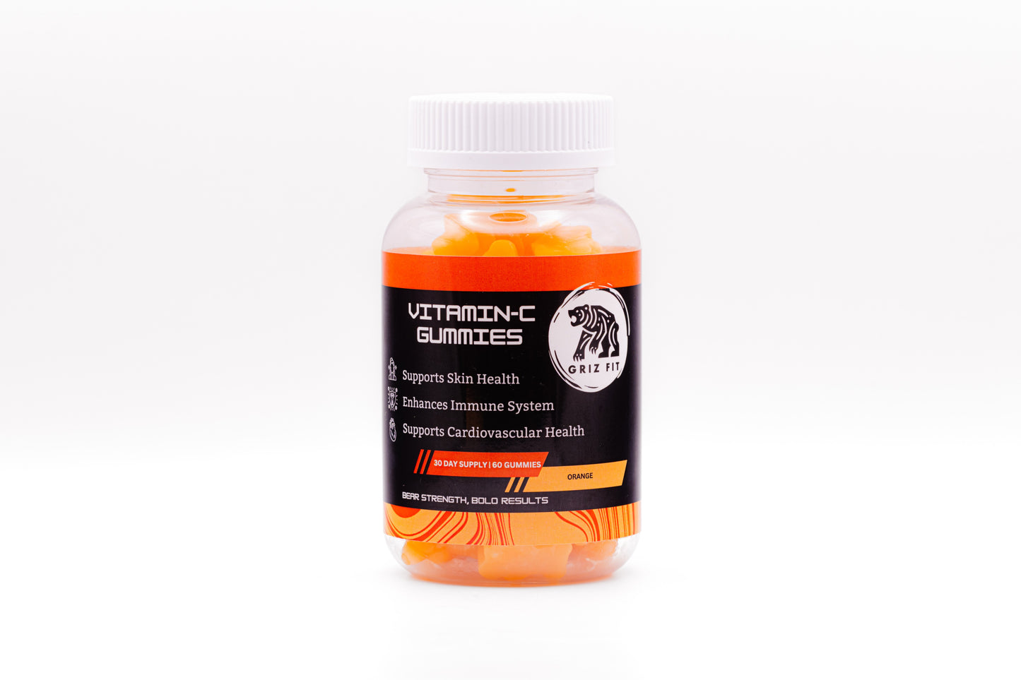 Vitamin C gummies in orange flavor, formulated with natural ascorbic acid for immune system support and antioxidant protection\