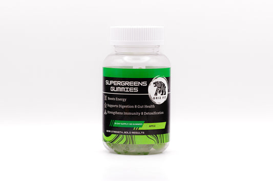 Supergreen gummies bottle with nutrient-rich green superfood blend