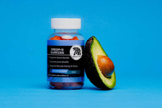 Griz Fit omega 3 gummies product shot showing bottle