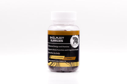 Raspberry shilajit gummies made with pure shilajit extract, a natural mineral supplement for overall wellness and energy