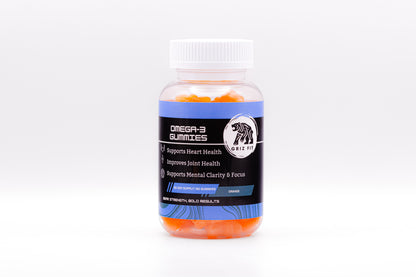 Essential fatty acid gummies in orange flavor with omega 3s from fish oils for daily heart and brain wellness