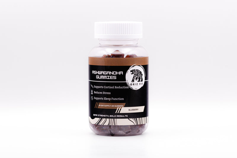 Blueberry ashwagandha gummies made with pure ashwagandha root extract, an adaptogenic herb for stress management and wellness
