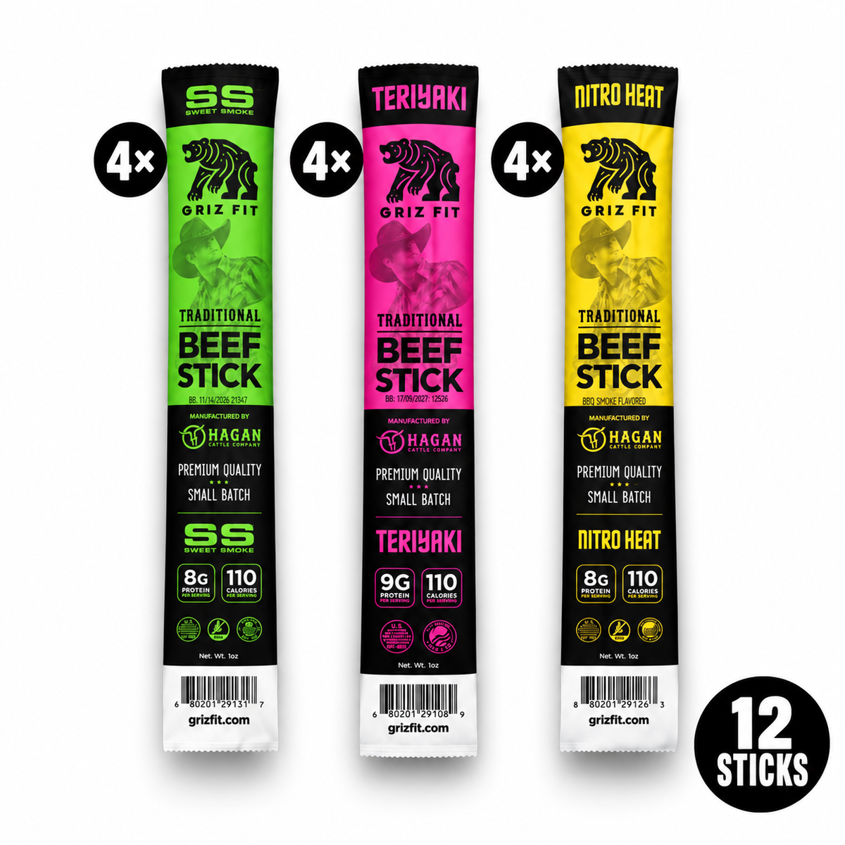 Griz Fit Flavor Sampler – 12 Beef Sticks