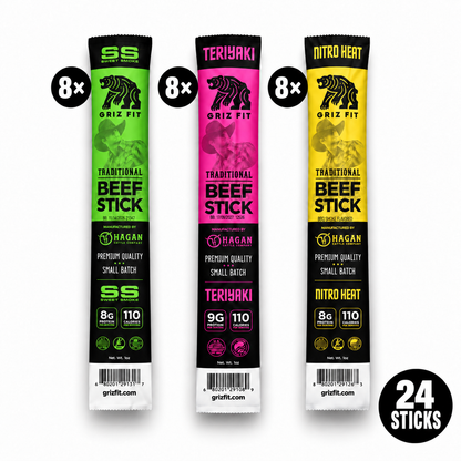 Griz Fit Flavor Sampler – 24 Beef Sticks