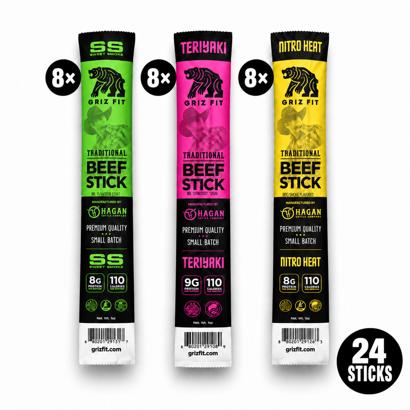Griz Fit Flavor Sampler – 24 Beef Sticks