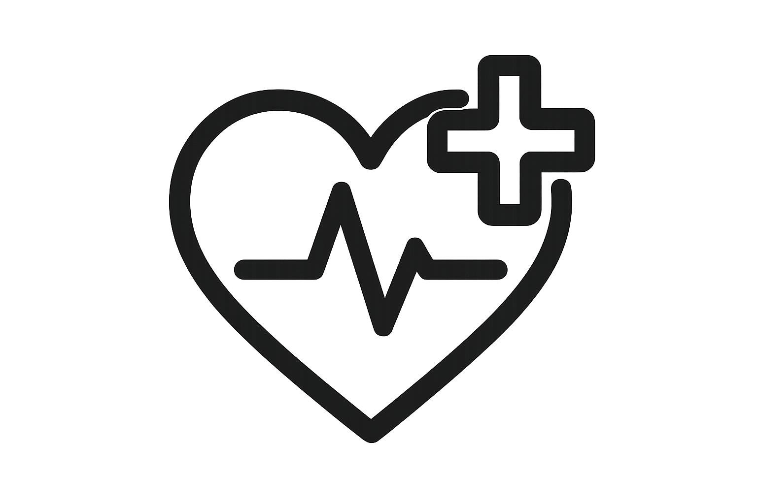 Black and White Heart Health Icon