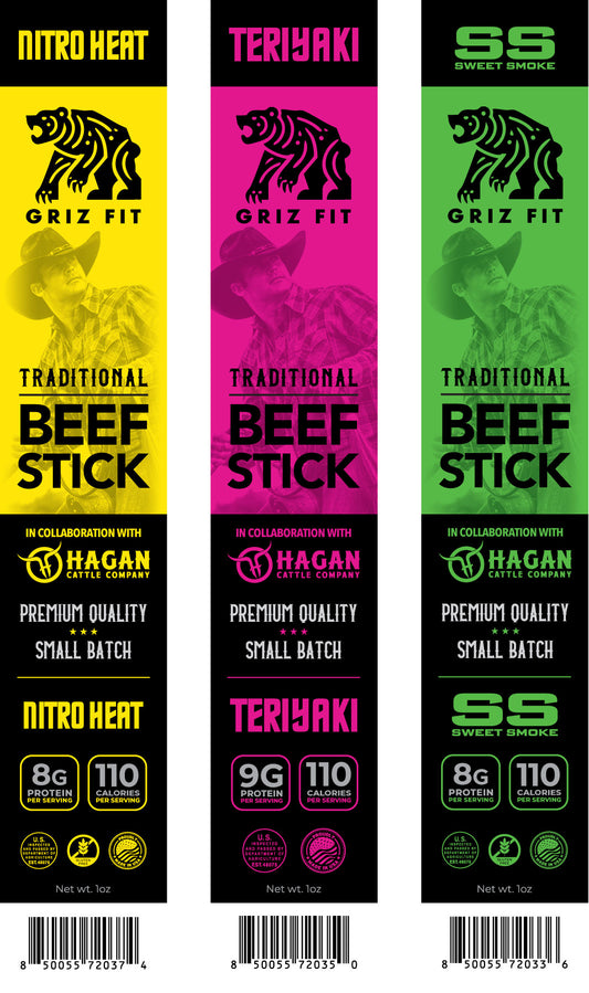 1 oz Premium Beef Sticks - Nitro Heat