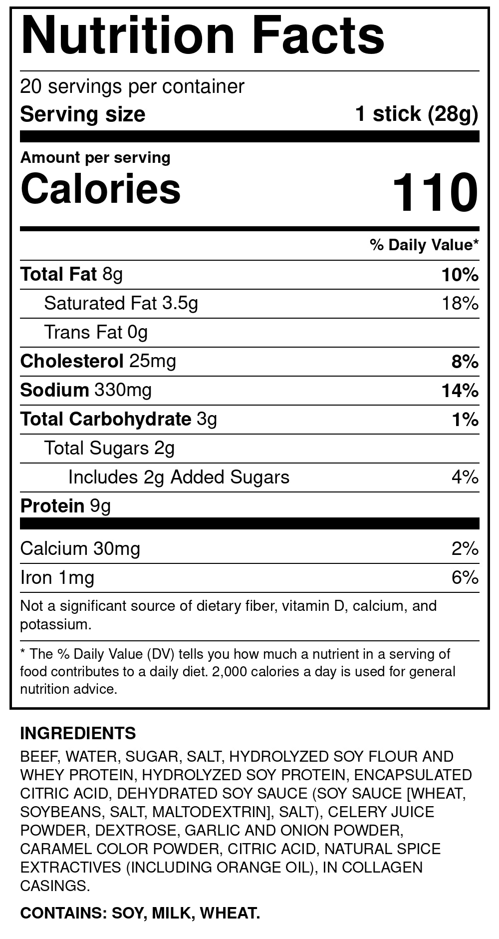 Teriyaki nutrition facts and allergens